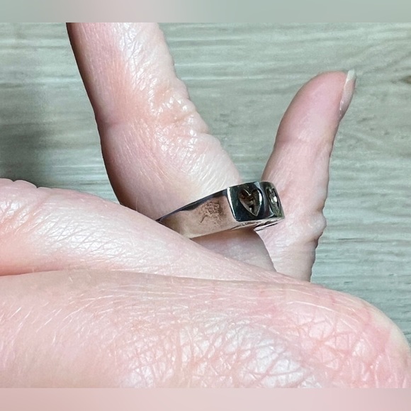 Vintage Designer Signed Sterling Silver Open Heart Tall Dome Ring, Size 6, 5.1g - Picture 14 of 15
